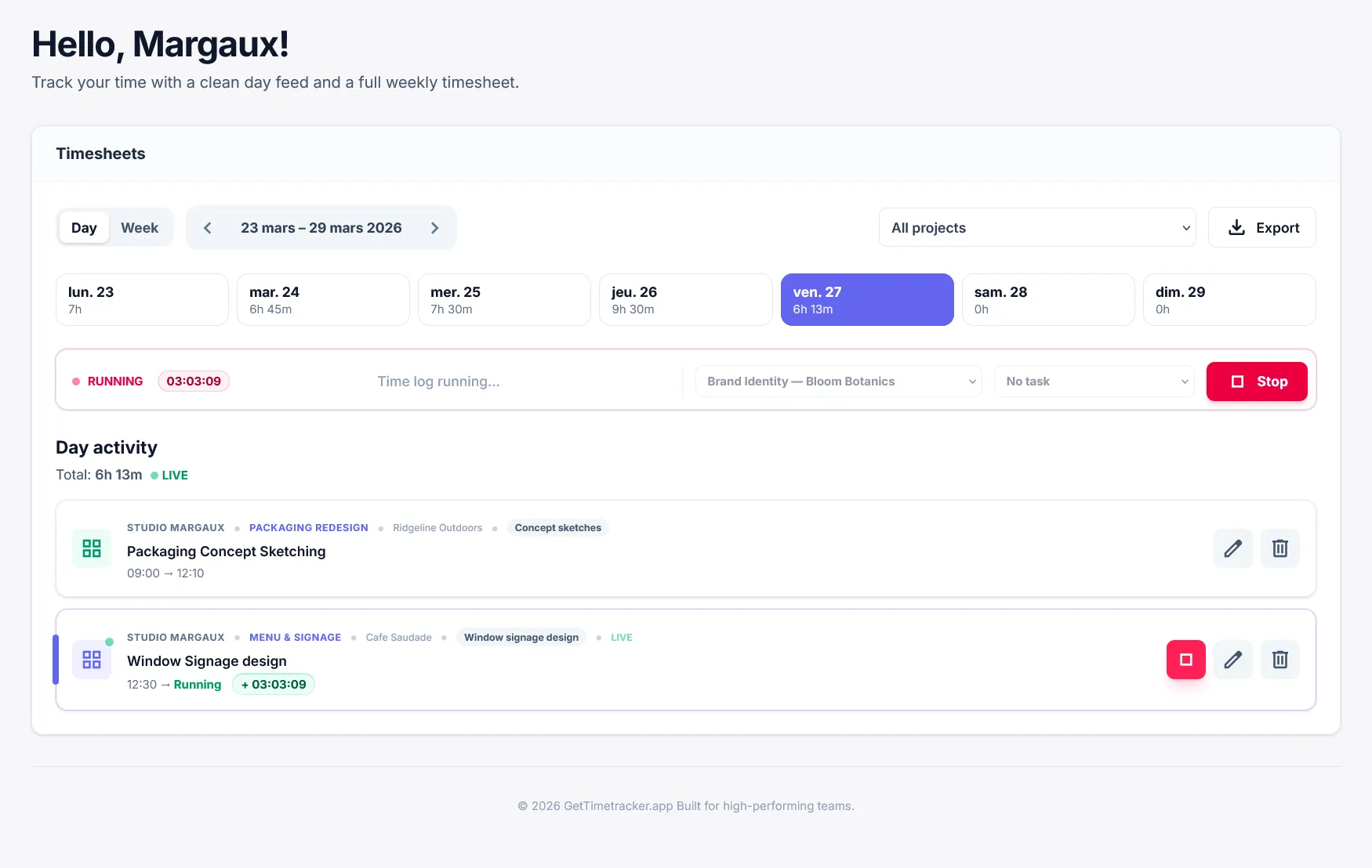 Timesheet Screenshot